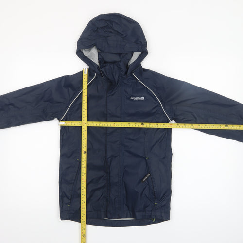 Regatta Boys Blue Waterproof Hooded Rain Coat Jacket 9-10 Years