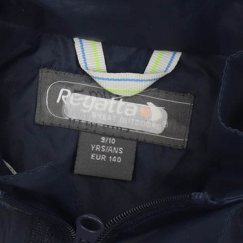 Regatta Boys Blue Waterproof Hooded Rain Coat Jacket 9-10 Years