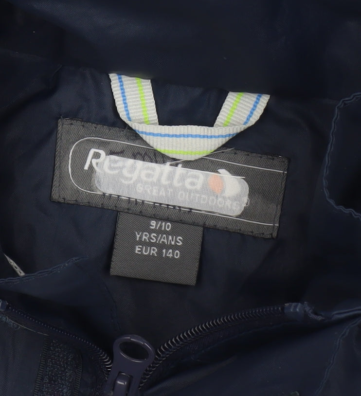 Regatta Boys Blue Waterproof Hooded Rain Coat Jacket 9-10 Years