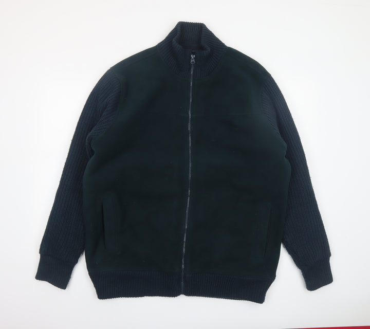 James Pringle Men’s Blue L Bomber Jacket Full Zip Knit Sleeves