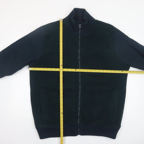 James Pringle Men’s Blue L Bomber Jacket Full Zip Knit Sleeves