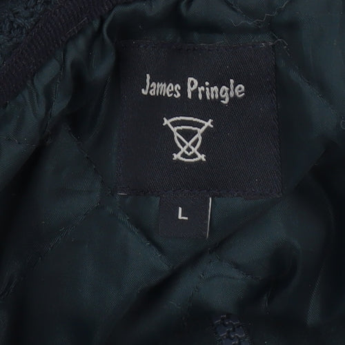James Pringle Men’s Blue L Bomber Jacket Full Zip Knit Sleeves