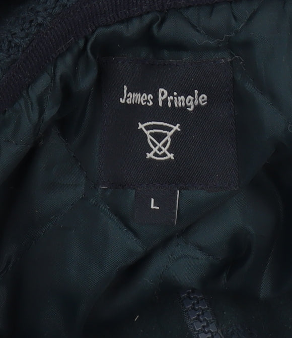 James Pringle Men’s Blue L Bomber Jacket Full Zip Knit Sleeves