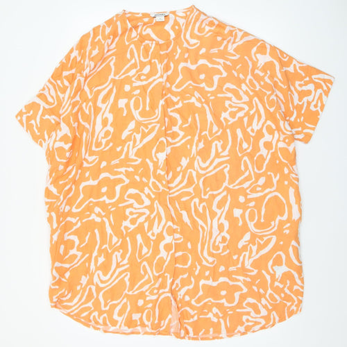 Monki Women's Orange Abstract Viscose Tunic Blouse Size M