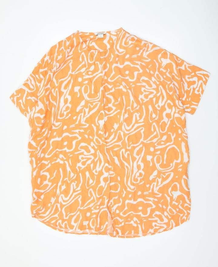 Monki Women's Orange Abstract Viscose Tunic Blouse Size M