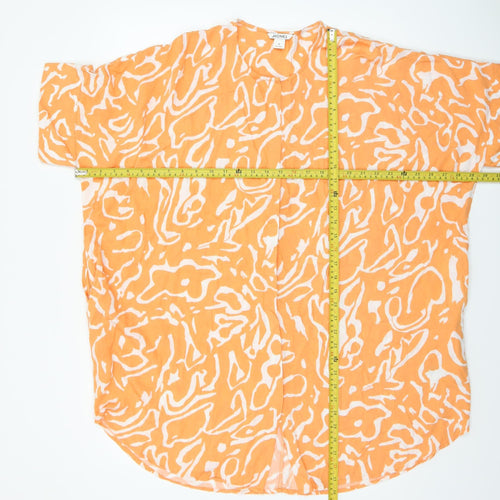 Monki Women's Orange Abstract Viscose Tunic Blouse Size M