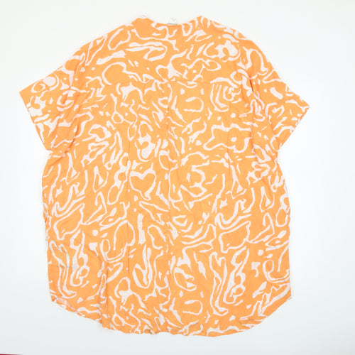 Monki Women's Orange Abstract Viscose Tunic Blouse Size M