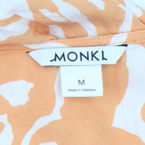 Monki Women's Orange Abstract Viscose Tunic Blouse Size M
