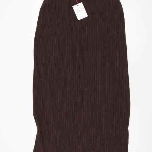 Savida Women’s Brown Midi Straight Skirt Size 14 Polyester Knit