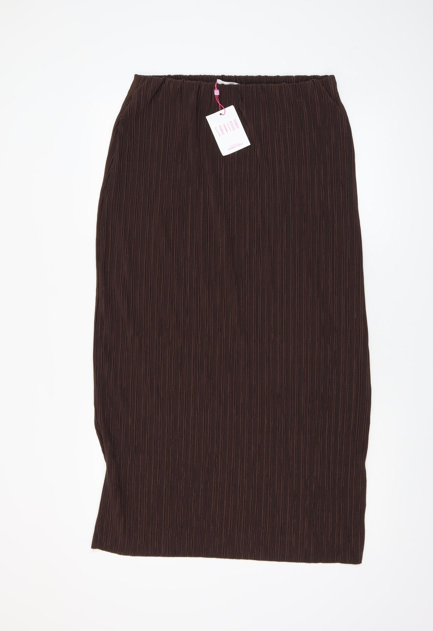 Savida Women’s Brown Midi Straight Skirt Size 14 Polyester Knit