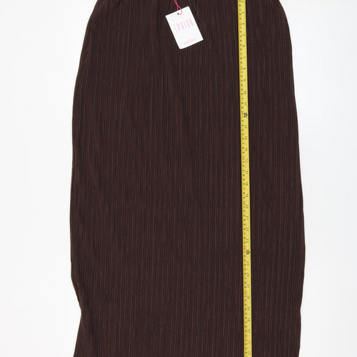 Savida Women’s Brown Midi Straight Skirt Size 14 Polyester Knit