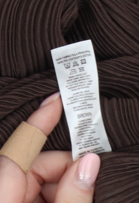 Savida Women’s Brown Midi Straight Skirt Size 14 Polyester Knit