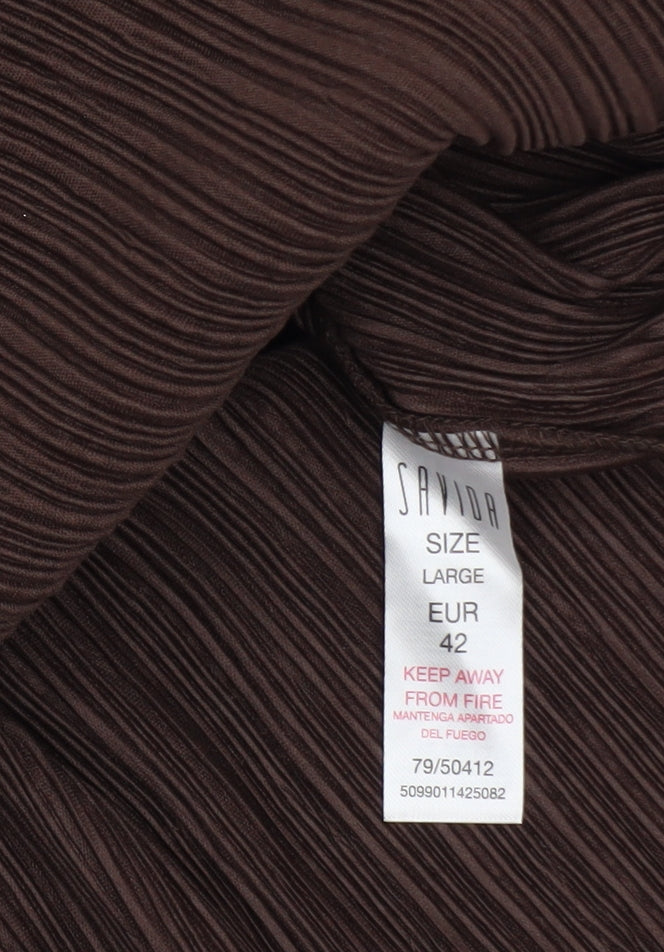Savida Women’s Brown Midi Straight Skirt Size 14 Polyester Knit