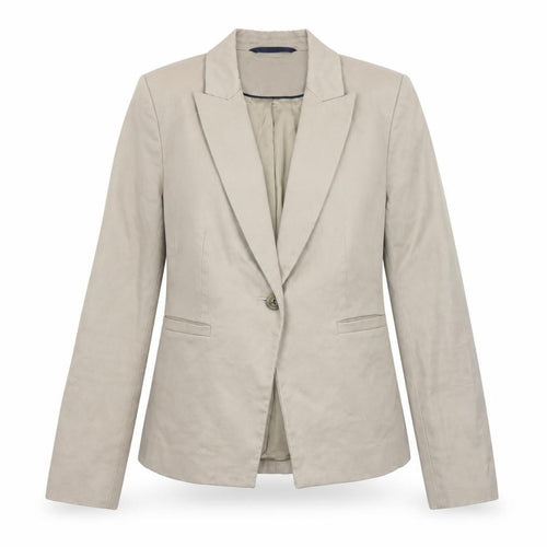 Boden Women Beige Cotton Blazer UK 10 Tailored Single-Breasted Jacket
