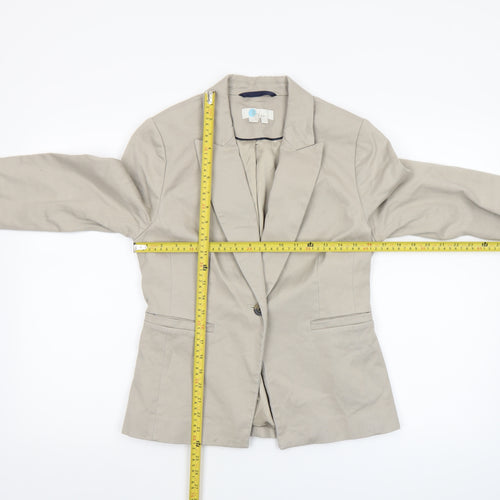 Boden Women Beige Cotton Blazer UK 10 Tailored Single-Breasted Jacket