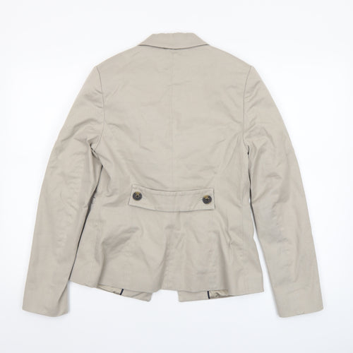 Boden Women Beige Cotton Blazer UK 10 Tailored Single-Breasted Jacket
