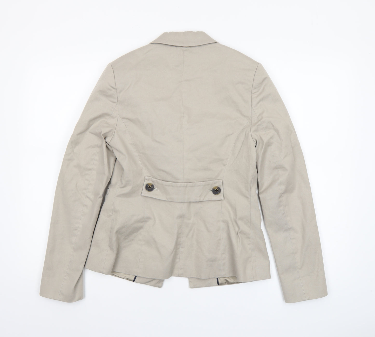 Boden Women Beige Cotton Blazer UK 10 Tailored Single-Breasted Jacket