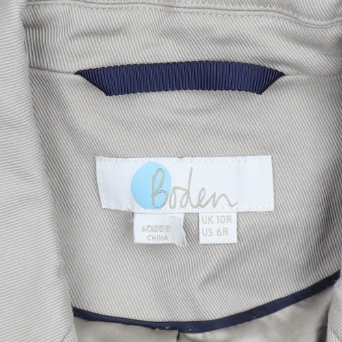 Boden Women Beige Cotton Blazer UK 10 Tailored Single-Breasted Jacket