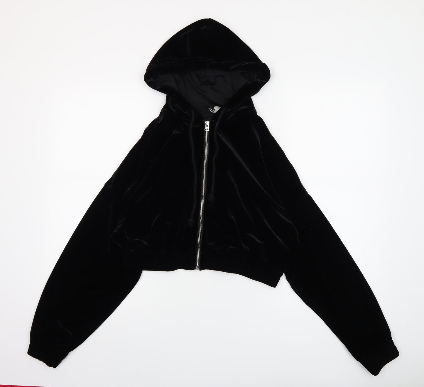 H&M Divided Women's Black Velvet Full Zip Hoodie Size 12