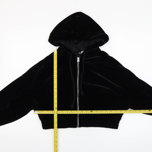 H&M Divided Women's Black Velvet Full Zip Hoodie Size 12