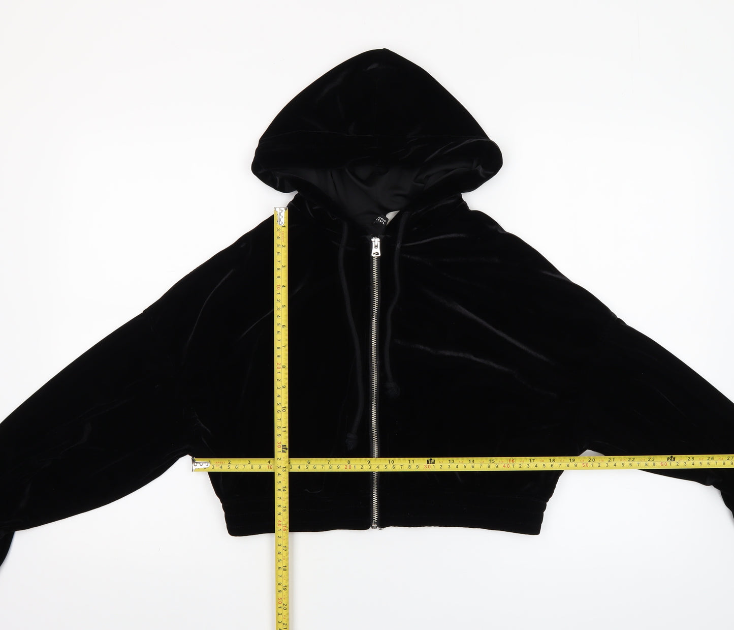 H&M Divided Women's Black Velvet Full Zip Hoodie Size 12