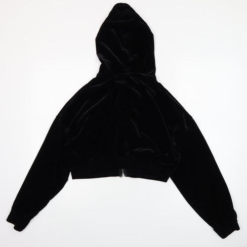 H&M Divided Women's Black Velvet Full Zip Hoodie Size 12