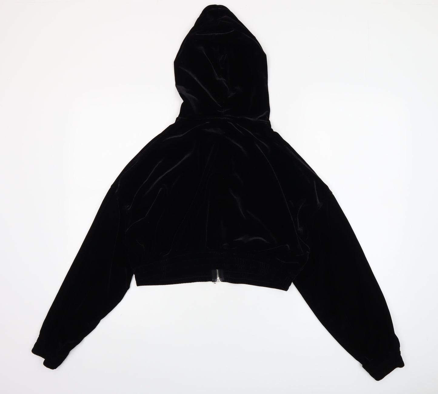 H&M Divided Women's Black Velvet Full Zip Hoodie Size 12