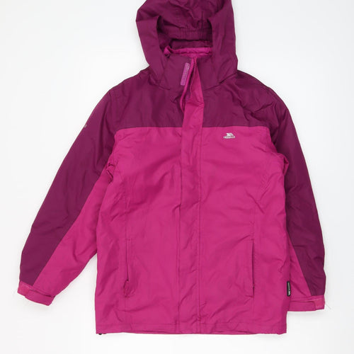 Trespass Girls Pink Hooded Waterproof Rain Coat Jacket 9-10 Years