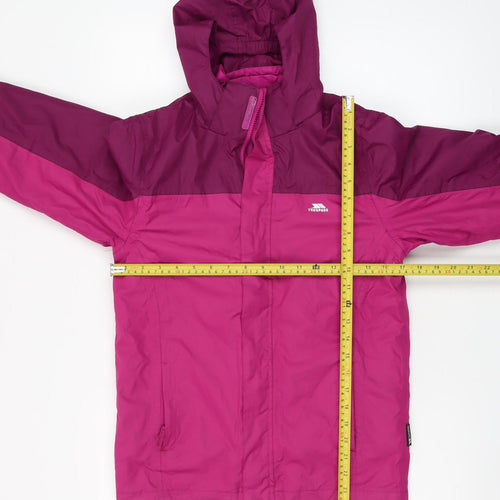 Trespass Girls Pink Hooded Waterproof Rain Coat Jacket 9-10 Years