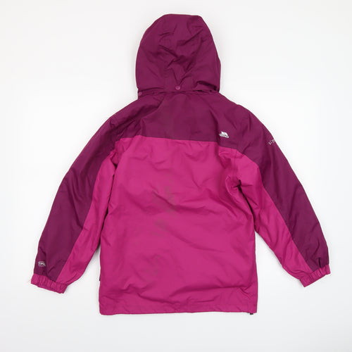 Trespass Girls Pink Hooded Waterproof Rain Coat Jacket 9-10 Years