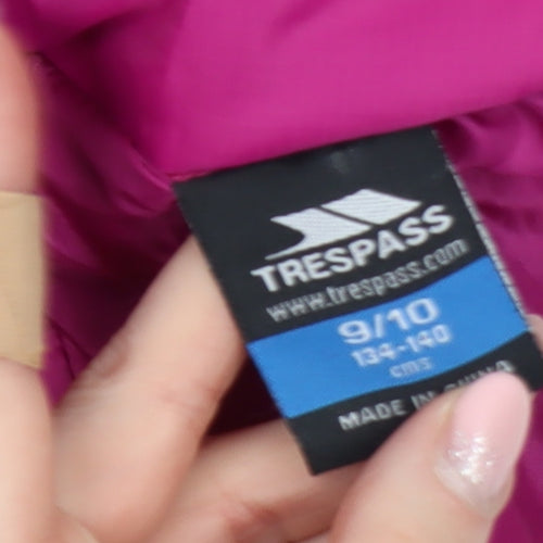 Trespass Girls Pink Hooded Waterproof Rain Coat Jacket 9-10 Years