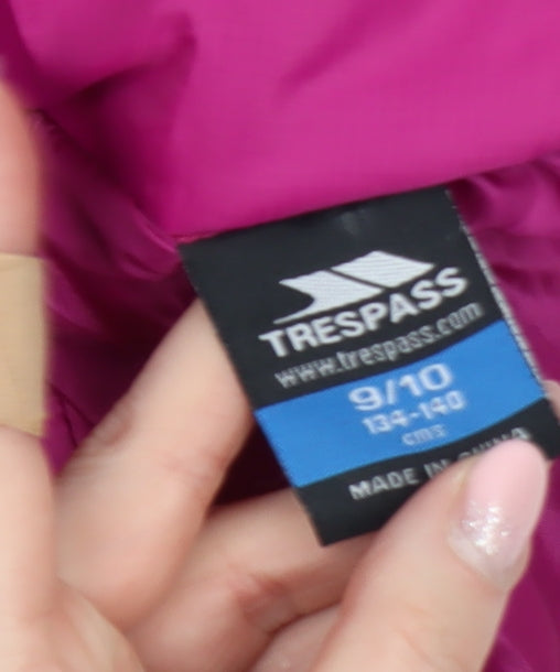 Trespass Girls Pink Hooded Waterproof Rain Coat Jacket 9-10 Years