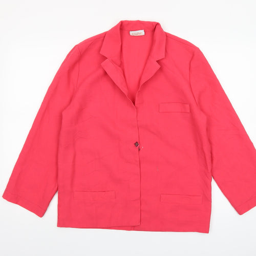 Jacques Vert Women's Red Linen-Look Blazer UK 12 Single-Breasted Jacket