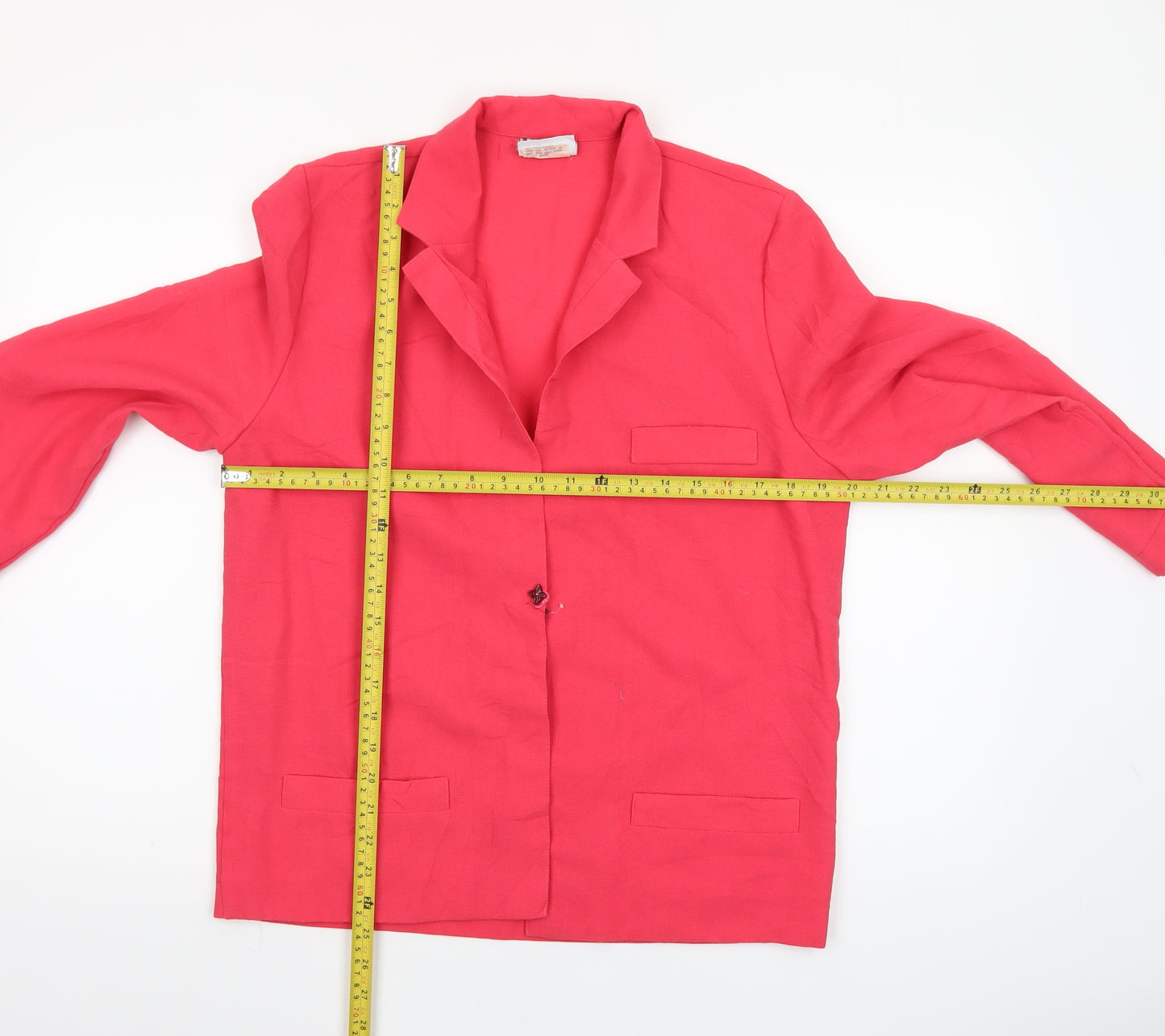 Jacques Vert Women's Red Linen-Look Blazer UK 12 Single-Breasted Jacket
