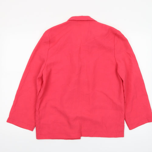 Jacques Vert Women's Red Linen-Look Blazer UK 12 Single-Breasted Jacket