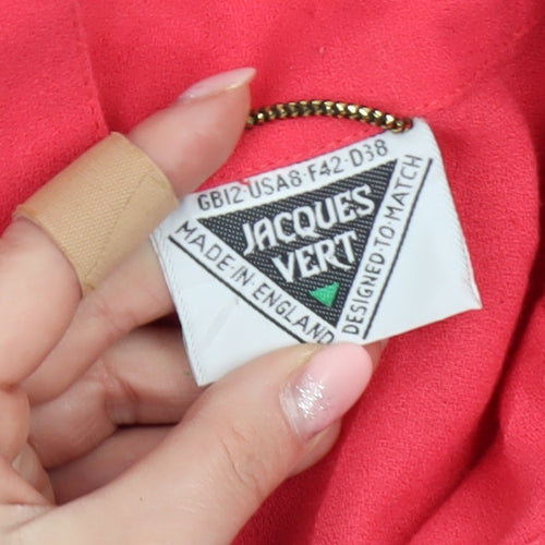 Jacques Vert Women's Red Linen-Look Blazer UK 12 Single-Breasted Jacket