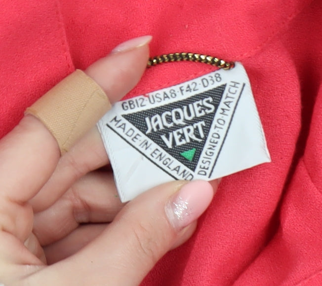 Jacques Vert Women's Red Linen-Look Blazer UK 12 Single-Breasted Jacket