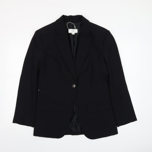Marks and Spencer Women Black Size 8 Single-Breasted Blazer Jacket