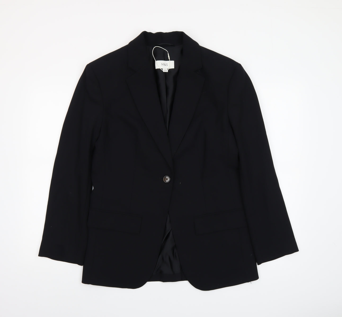 Marks and Spencer Women Black Size 8 Single-Breasted Blazer Jacket