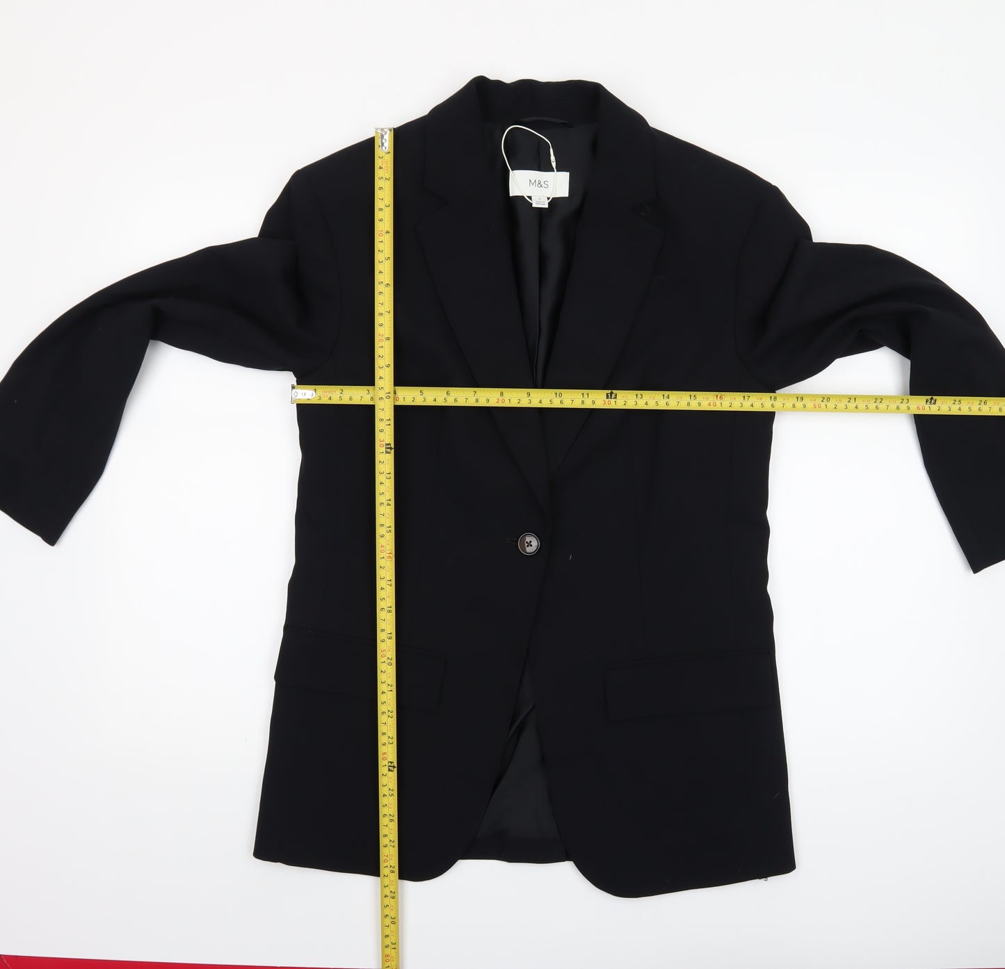 Marks and Spencer Women Black Size 8 Single-Breasted Blazer Jacket