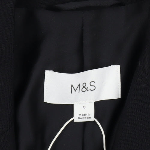 Marks and Spencer Women Black Size 8 Single-Breasted Blazer Jacket