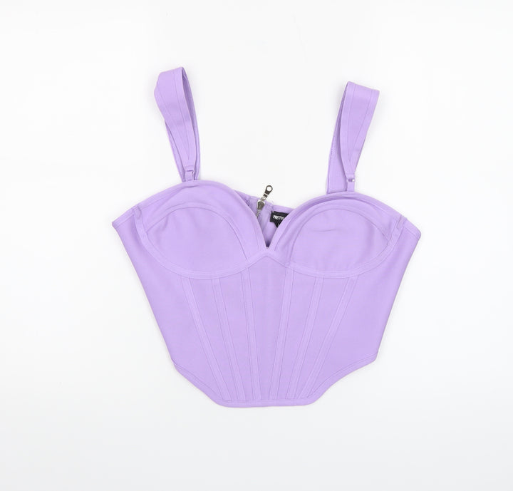PrettyLittleThing Women’s Purple Cropped Bustier Top Size 14