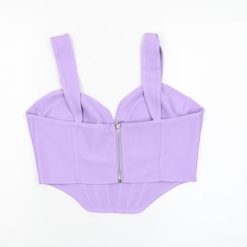 PrettyLittleThing Women’s Purple Cropped Bustier Top Size 14