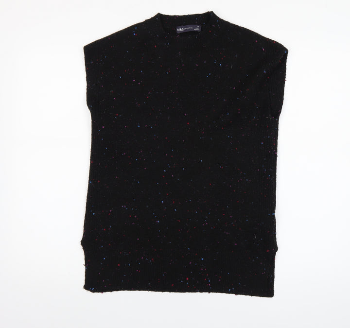 Marks and Spencer Women’s Black Speckled Sleeveless Pullover Jumper XS
