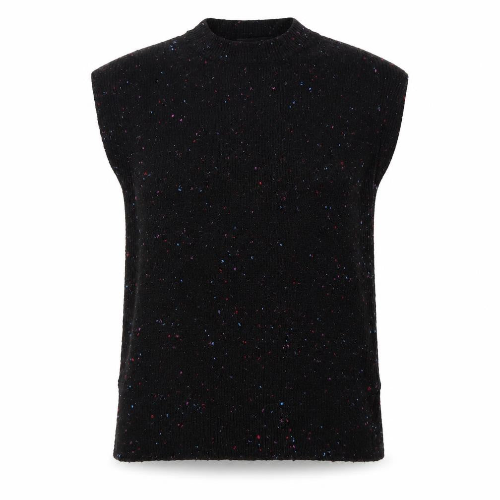 Front view of Marks & Spencer Women’s Black Speckled Sleeveless jumper XS