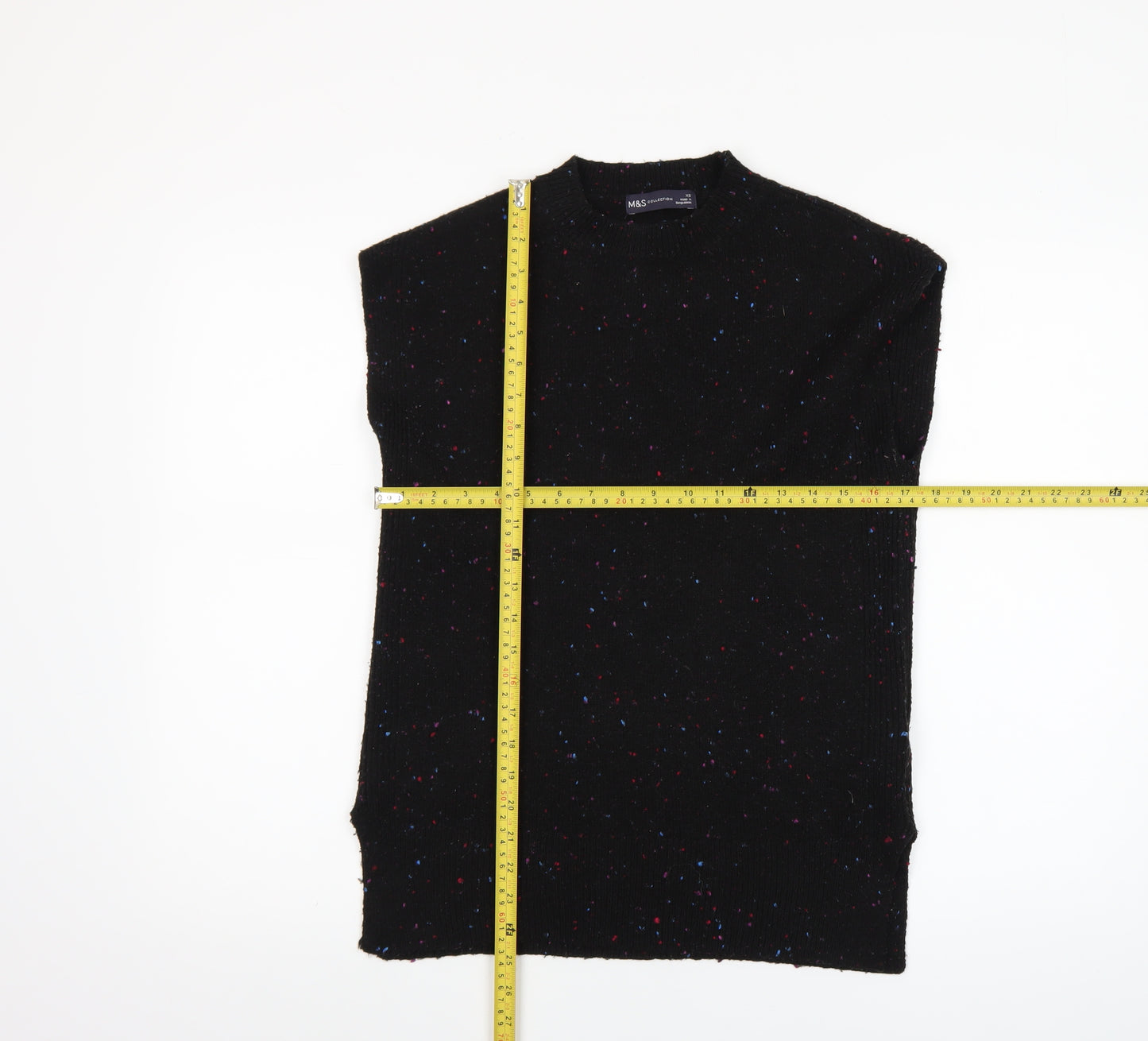 Marks and Spencer Women’s Black Speckled Sleeveless Pullover Jumper XS