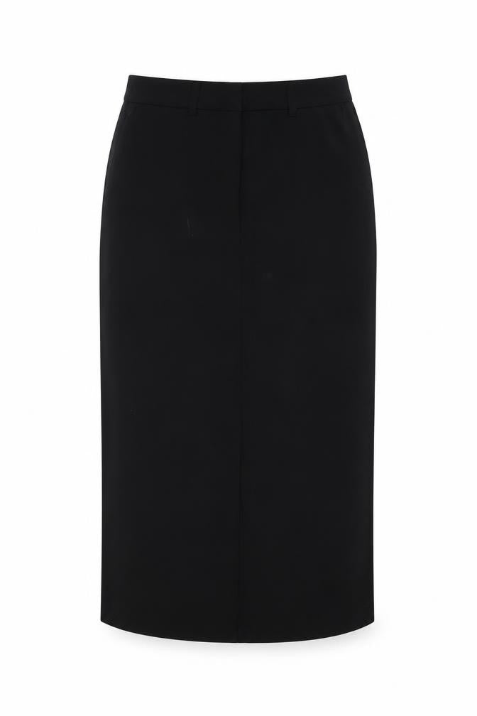 Front view of Marks & Spencer Women's Black, size 8, Midi Pencil Skirt