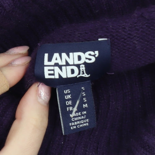 Lands' End Women's Purple Fair Isle Roll Neck Jumper Size M