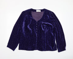Oliver James Women's Purple Velvet Animal Print Blouse UK 20