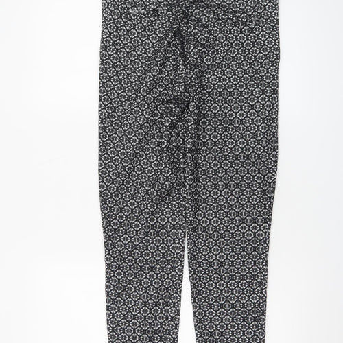 Topshop Women's Black Geometric Jacquard Slim Tapered Trousers Size 10